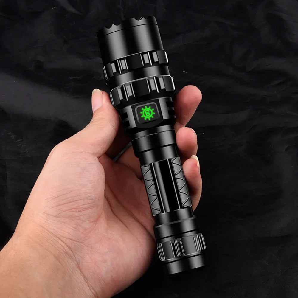 Lanterna tática de caça LED recarregável por USB à prova de água, conjunto profissional de luzes noturnas para tiro