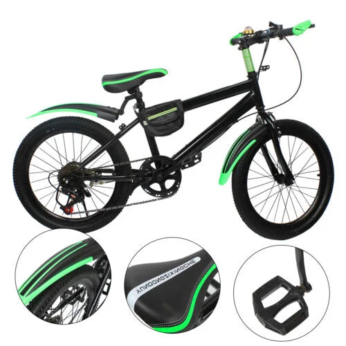 Bicicleta infantil de 20" com 7 velocidades, travões de disco duplos, bicicleta infantil unissexo com altura ajustável para BTT, para meninos e meninas