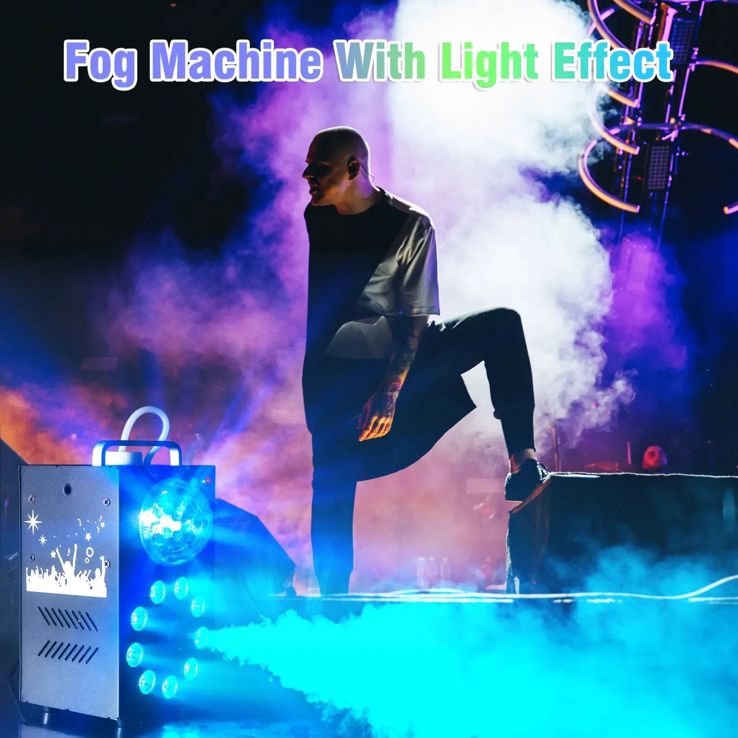 Máquina de fumo e nevoeiro Datewink 700W, 9 LEDs RGB, luzes de palco, efeito, controlo remoto, ejetor de nevoeiro para discoteca, DJ, festa de Natal, casamento
