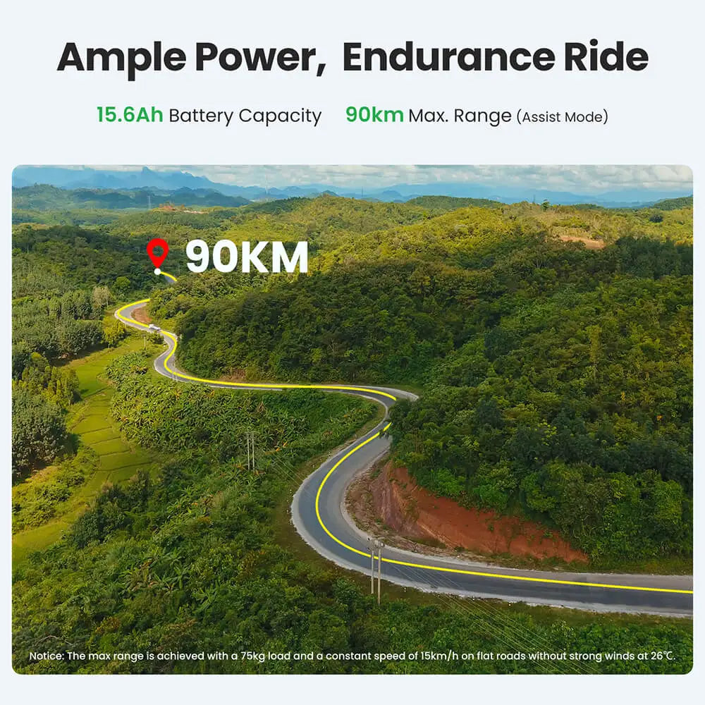 Pneu Touroll de 26", bicicleta urbana elétrica, motor de 250 W, binário de 45 Nm, bateria de 36 V e 15,6 Ah, autonomia de 90 km, 5 níveis de assistência, modo de marcha de 6 km/h