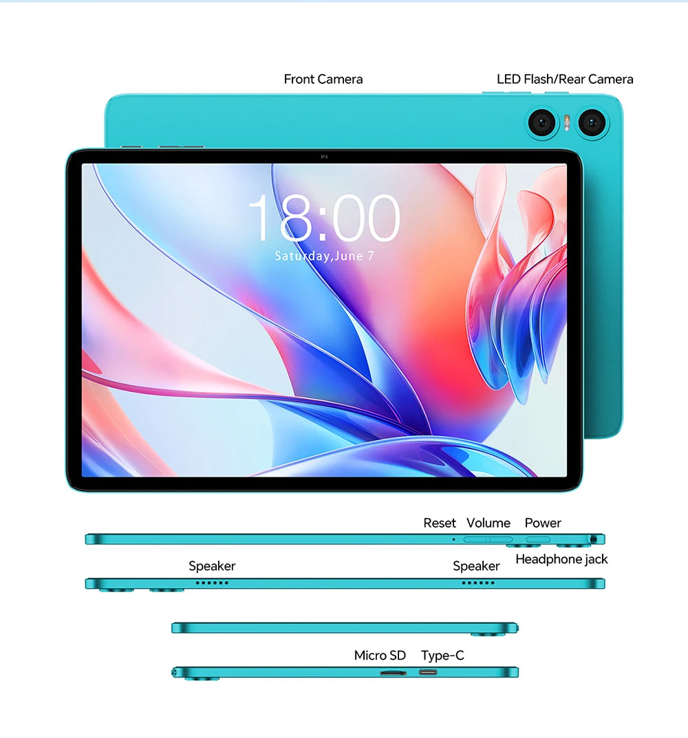 Tablet Teclast P30 Android 14, UNISOC T606 Octa Core, 10,1" IPS, máx. 12 GB de RAM, 128 GB de ROM, 6000 mAh, câmara de 5 MP com IA, desbloqueio facial