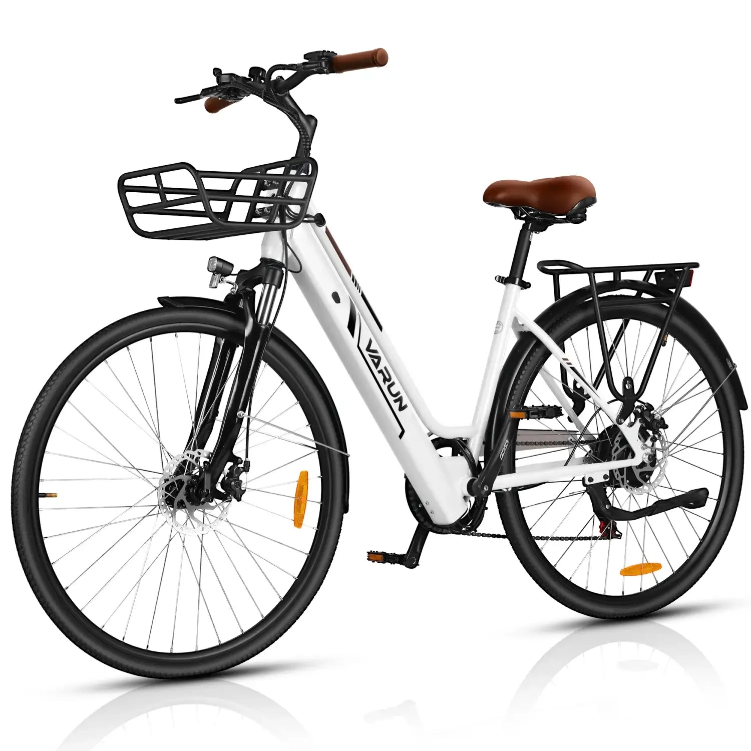 Bicicleta elétrica para mulheres adultas VARUN VARC7008, motor de 250 W, bicicleta elétrica urbana, bateria de 36 V e 10 AH, pneu de 27,5 polegadas, bicicleta elétrica para deslocações diárias
