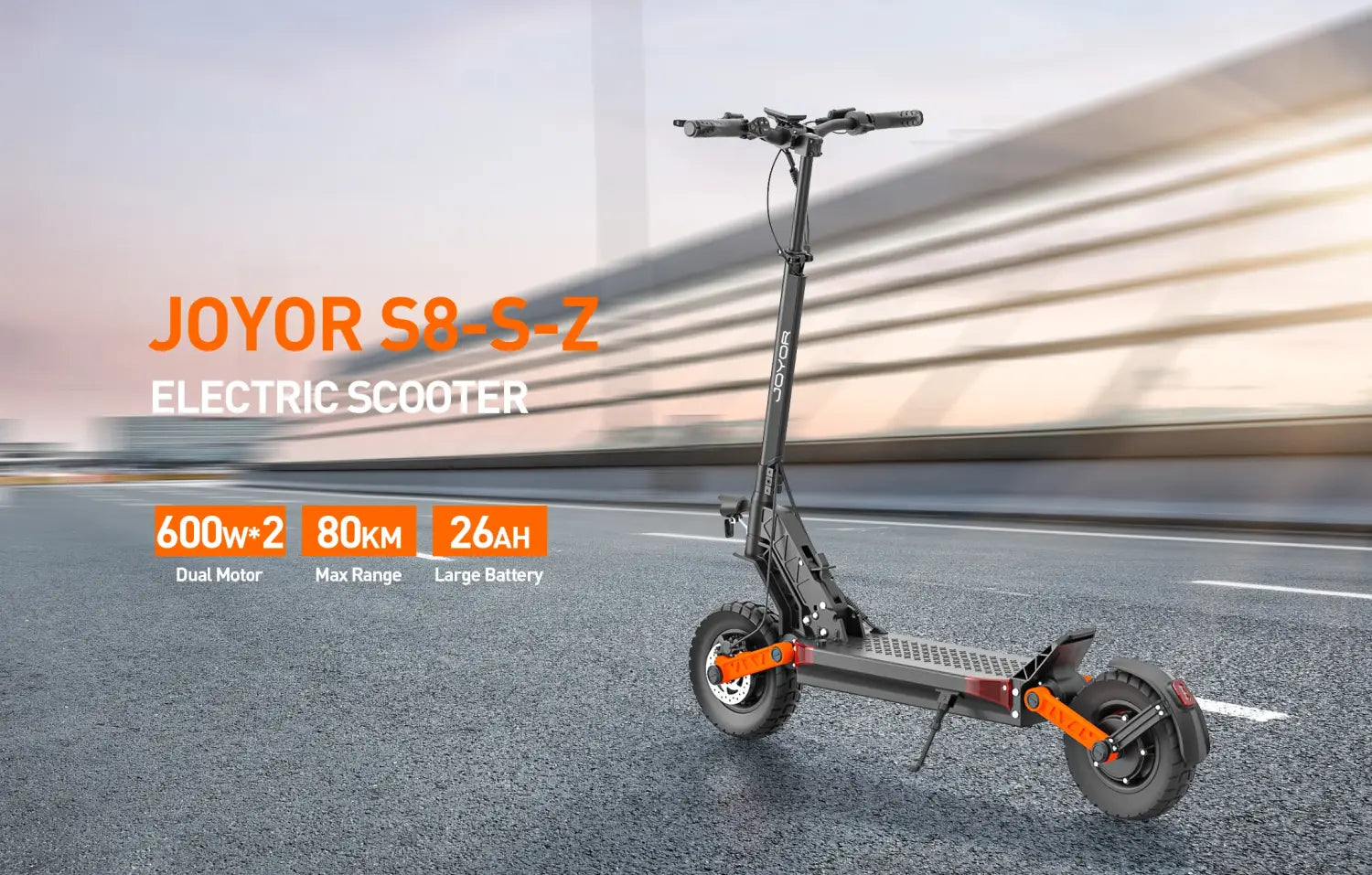 Scooter elétrica Joyor S8-S-Z com pisca, motor de 600 W*2, scooter elétrica para adultos, bateria de 48 V e 26 Ah, pneu de 10 polegadas, para deslocações urbanas