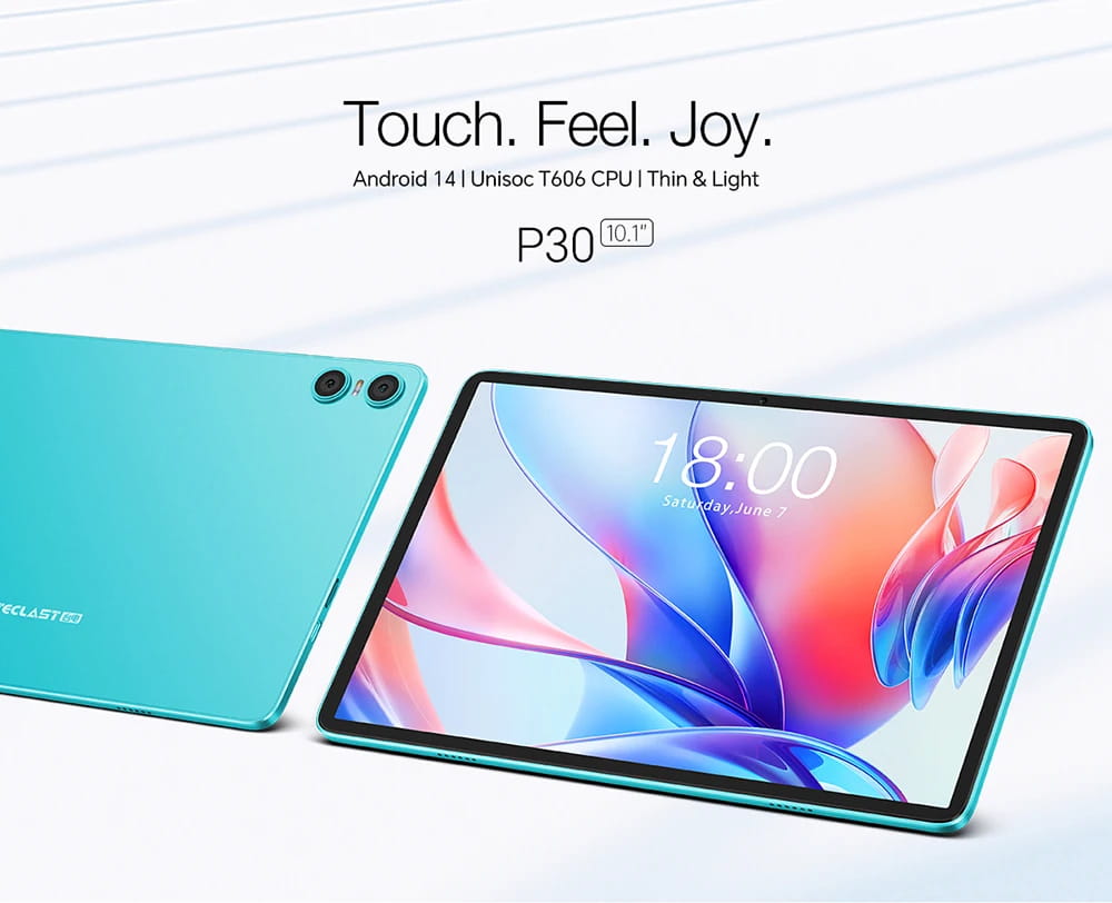 Tablet Teclast P30 Android 14, UNISOC T606 Octa Core, 10,1" IPS, máx. 12 GB de RAM, 128 GB de ROM, 6000 mAh, câmara de 5 MP com IA, desbloqueio facial