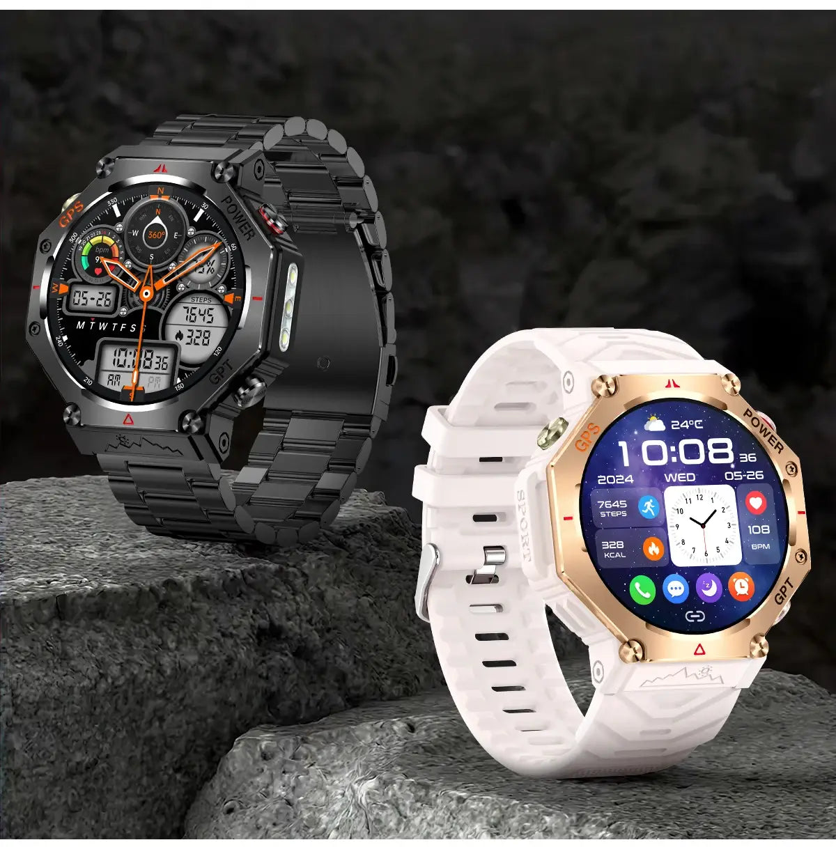 Smartwatch Militar T-Rex 3 GPS Integrado Bússola Altímetro Barométrico 10ATM IP69K À Prova D'Água AMOLED Bluetooth Chamada Relógio Inteligente