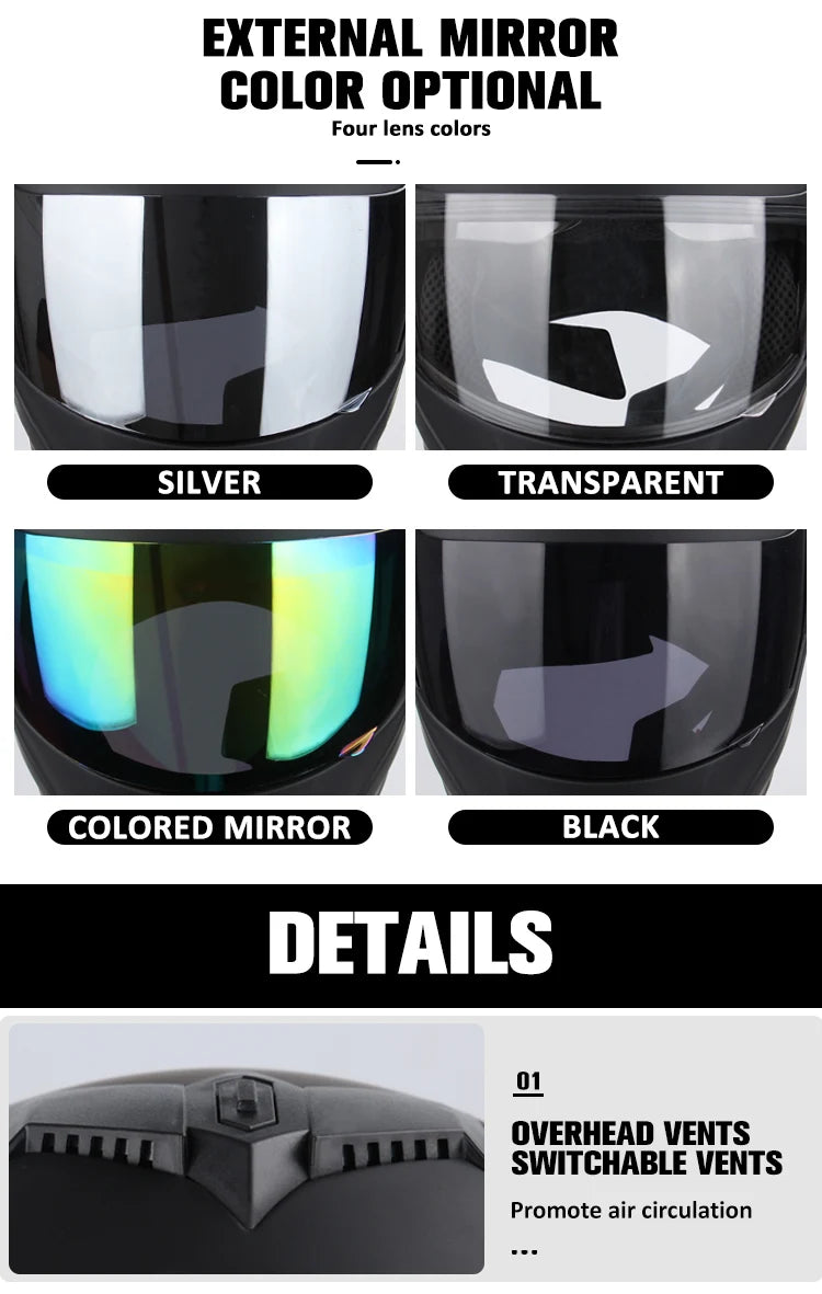 Capacete de moto com certificação DOT Uchoose, capacete de secção transversal de lente dupla, capacete de segurança modular flip, capacete unissexo com viseira