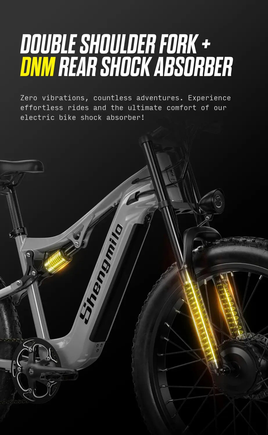 Bicicleta elétrica Shengmilo S600 para adulto 2000 W montanha masculina com dois motores bateria de 48 V e 840 pneu