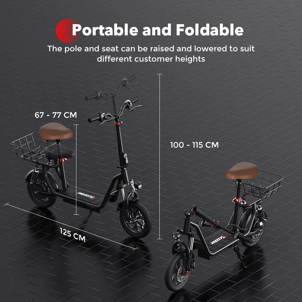 iScooter i12 Scooter Elétrico 36V 35km com Assento e Cesto