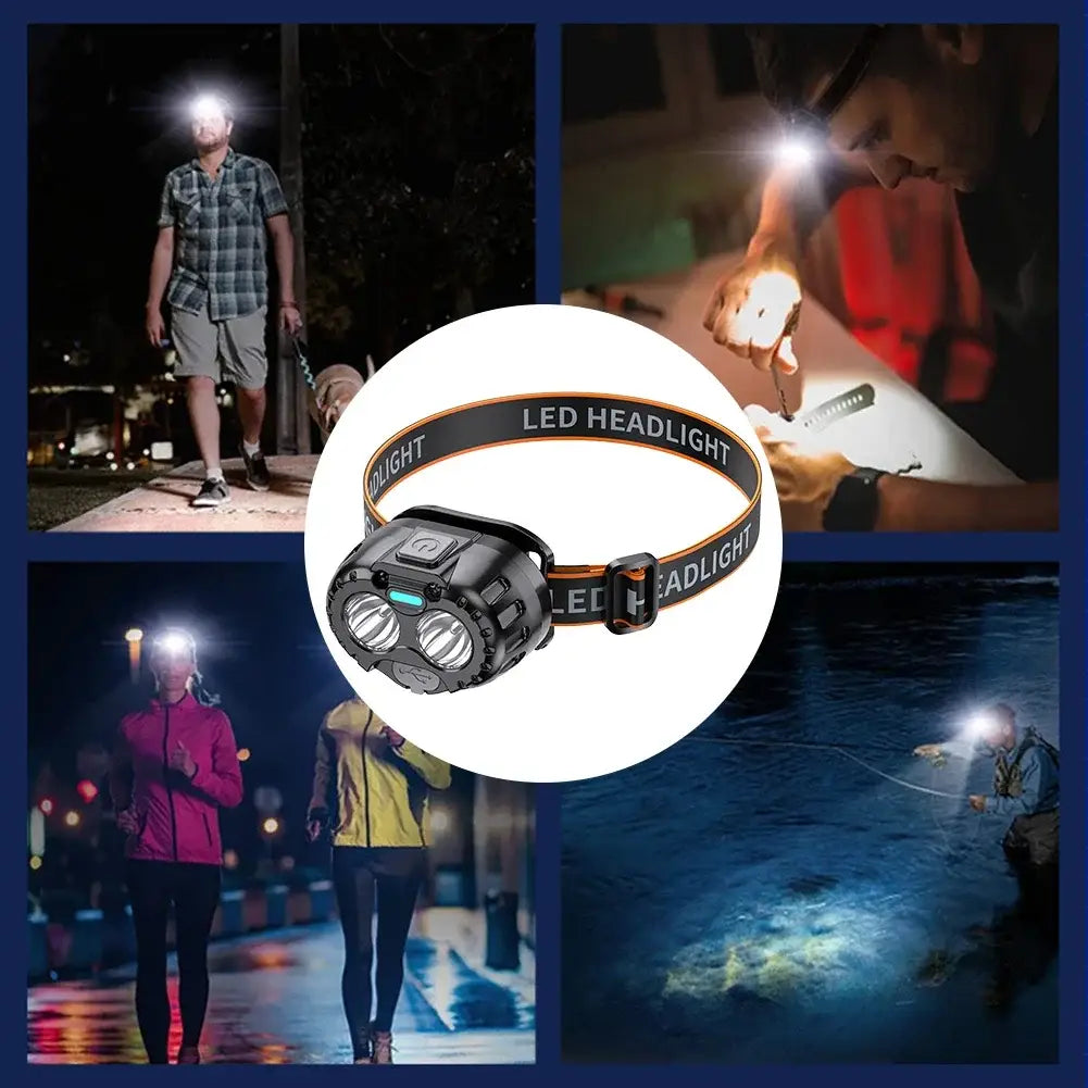 Farol LED potente IPX4 à prova de água lanterna de cabeça de emergência 250LM XPE farol LED 500mAh para pesca ao ar livre acampamento caminhada