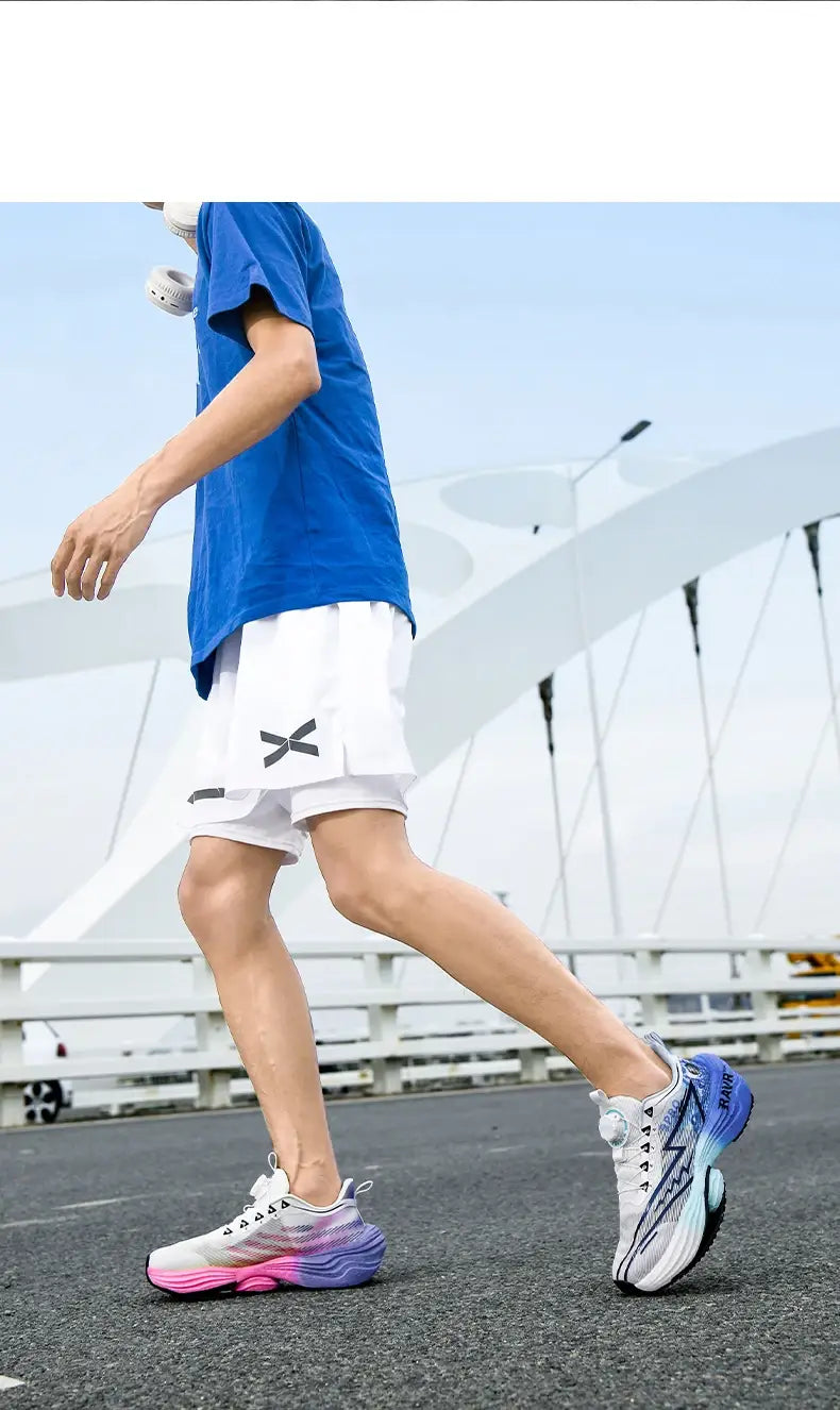 Ténis de corrida para homem 2025 com amortecimento de placa de carbono para corrida de maratona, calçado desportivo confortável e antiderrapante