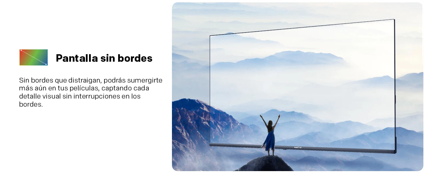 Metz 40Mte6000Z TV 40" Full HD Google TV | Eyecare 3.0, HDR10, Dolby Audio, Comando Bluetooth, Moldura Sem Bordas, Preto