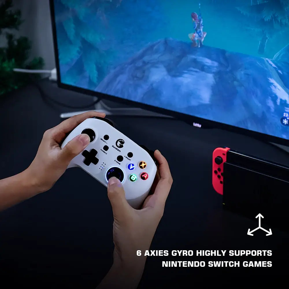 Comando de jogos Bluetooth GameSir T4 Pro versão branca 2.4G sem fios para Nintendo Switch PC Mobile Jogos na nuvem