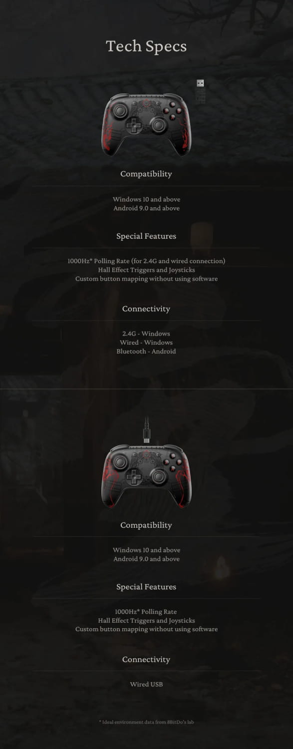 Comando de jogo sem fios com fios 8BitDo-Ultimate 2C para PC, Windows 10, 11, SteamDeck, Raspberry Pi, Android - Black Myth: Wukong