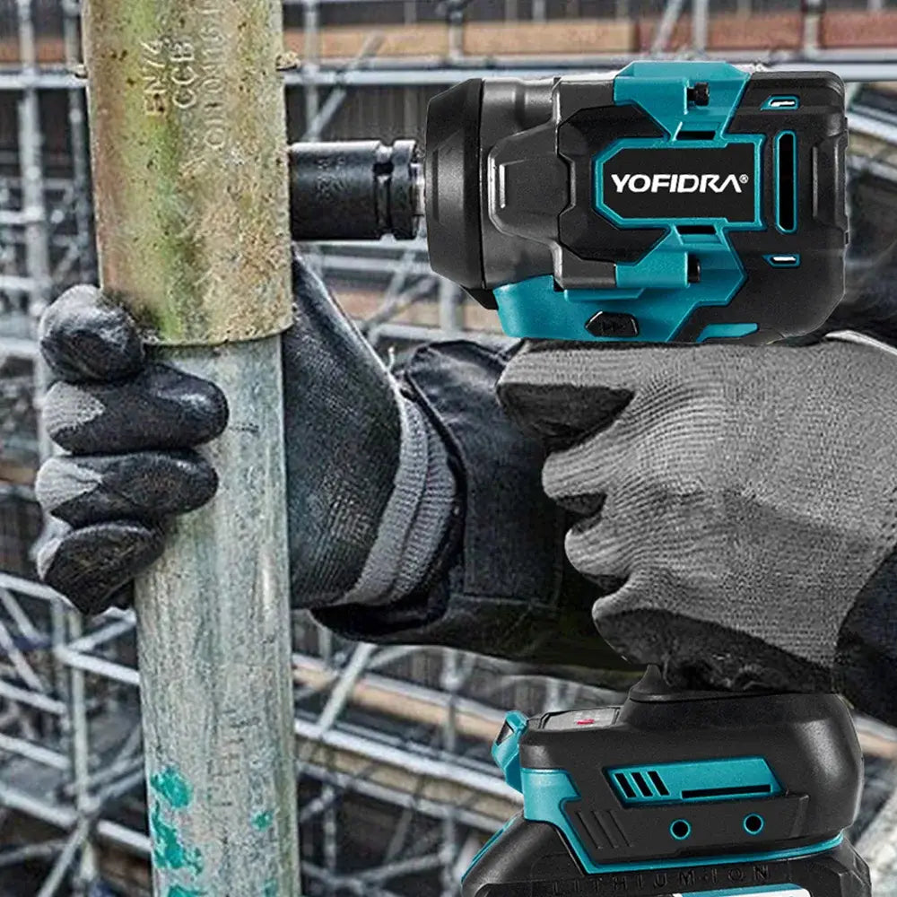 Chave de impacto elétrica sem escovas YOFIDRA 1200N.m, 5 engrenagens, chave de fendas de 1/2'', ferramenta elétrica para reparação automóvel, para bateria Makita de 18V