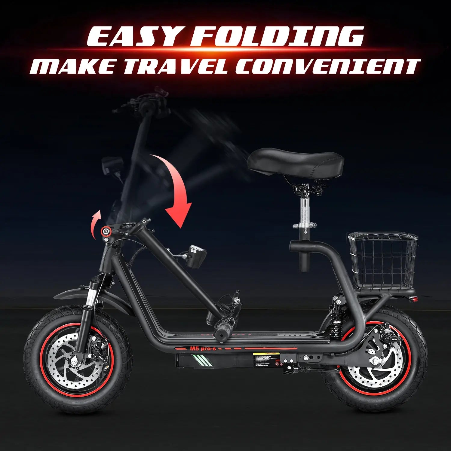 Scooter elétrica HONEY WHALE M5 Pro-S para adulto, pneus de 12 polegadas, scooter elétrica para homem, bateria de 500 W, 48 V e 13 AH, scooter elétrica urbana para mulher