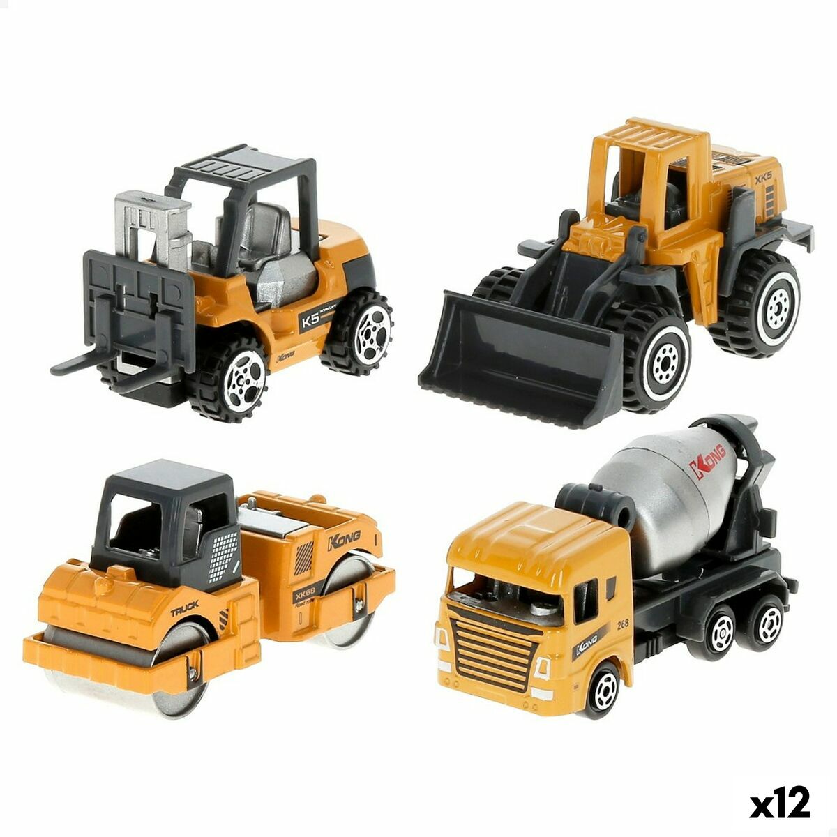 Set Veículos de Obras Públicas Speed & Go 7,5 x 4 x 3 cm (12 Unidades)