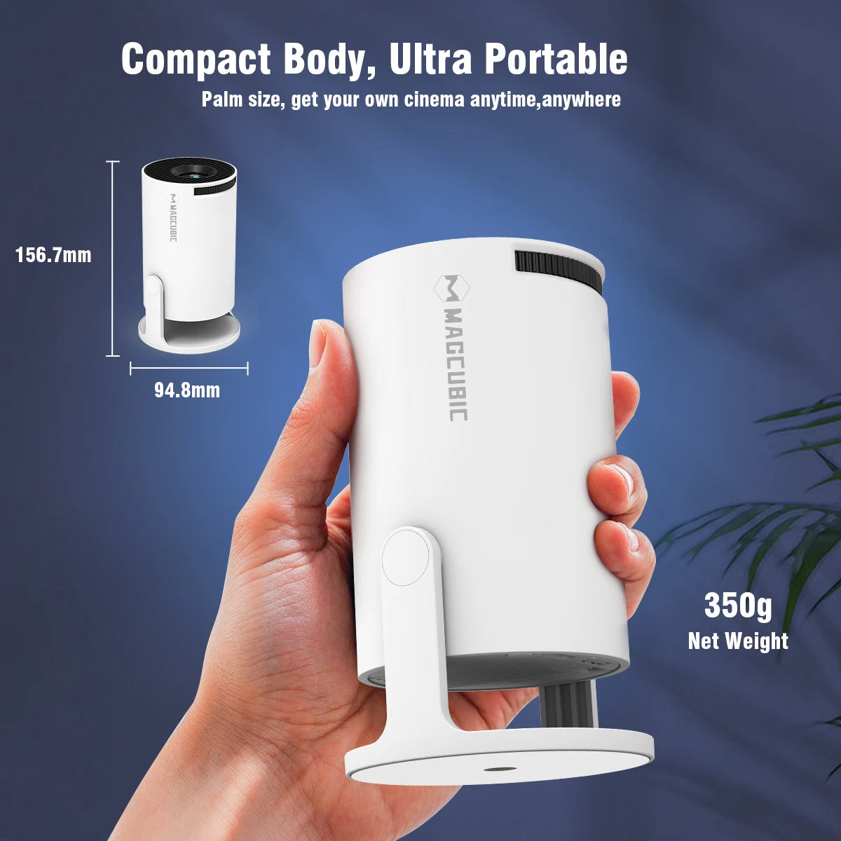 Projetor portátil Magcubic HY300 Pro+ 4K Android 11, 8000 lúmens, WiFi 6 BT5.4, cinema ao ar livre, coluna HiFi de 5 W, compatível com HD 720P