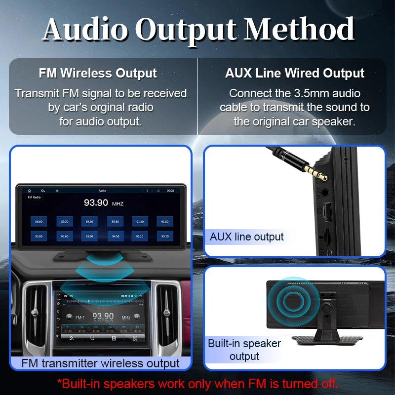 Car Play Android Auto, Rádio multimédia para automóvel de 10,26" com ecrã Android Auto, sem fios, Bluetooth AUX USB