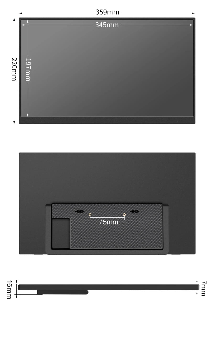 Monitor portátil HGFRTEE 15,6 polegadas FHD IPS para jogos