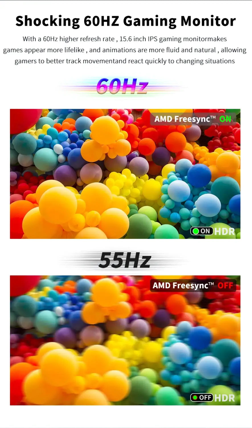 Monitor portátil HGFRTEE 15,6 polegadas FHD IPS para jogos