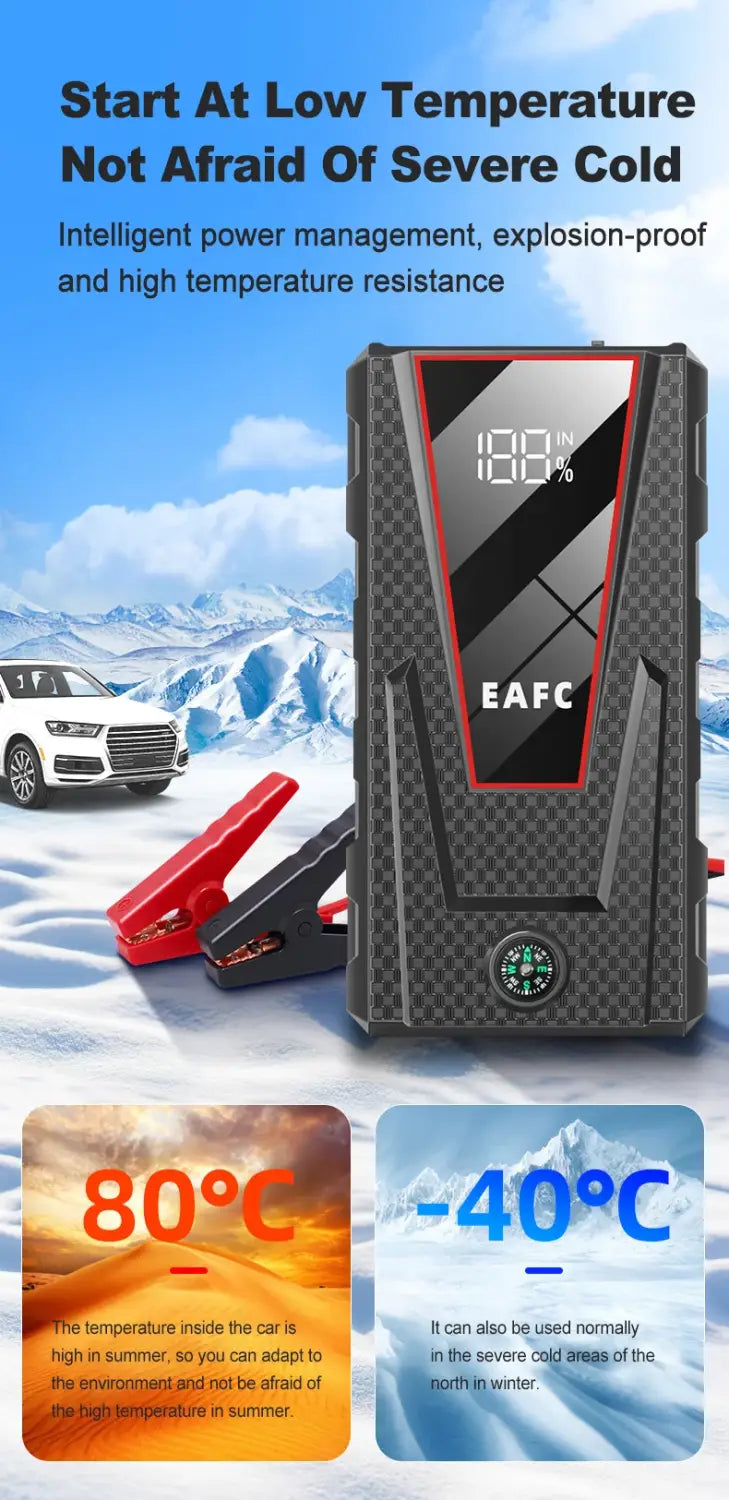 Carregador portátil para automóvel 1200A, dispositivo de arranque auxiliar para bateria de automóvel 12V, para gasolina 4.0L Diesel 2.0L