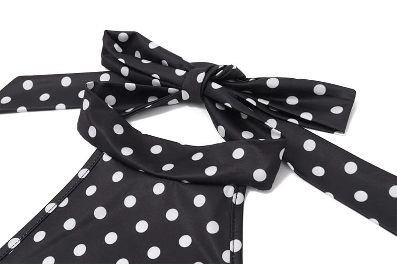 Vestido Candyhot Polka Dot Sem Mangas Cintura Alta Mini