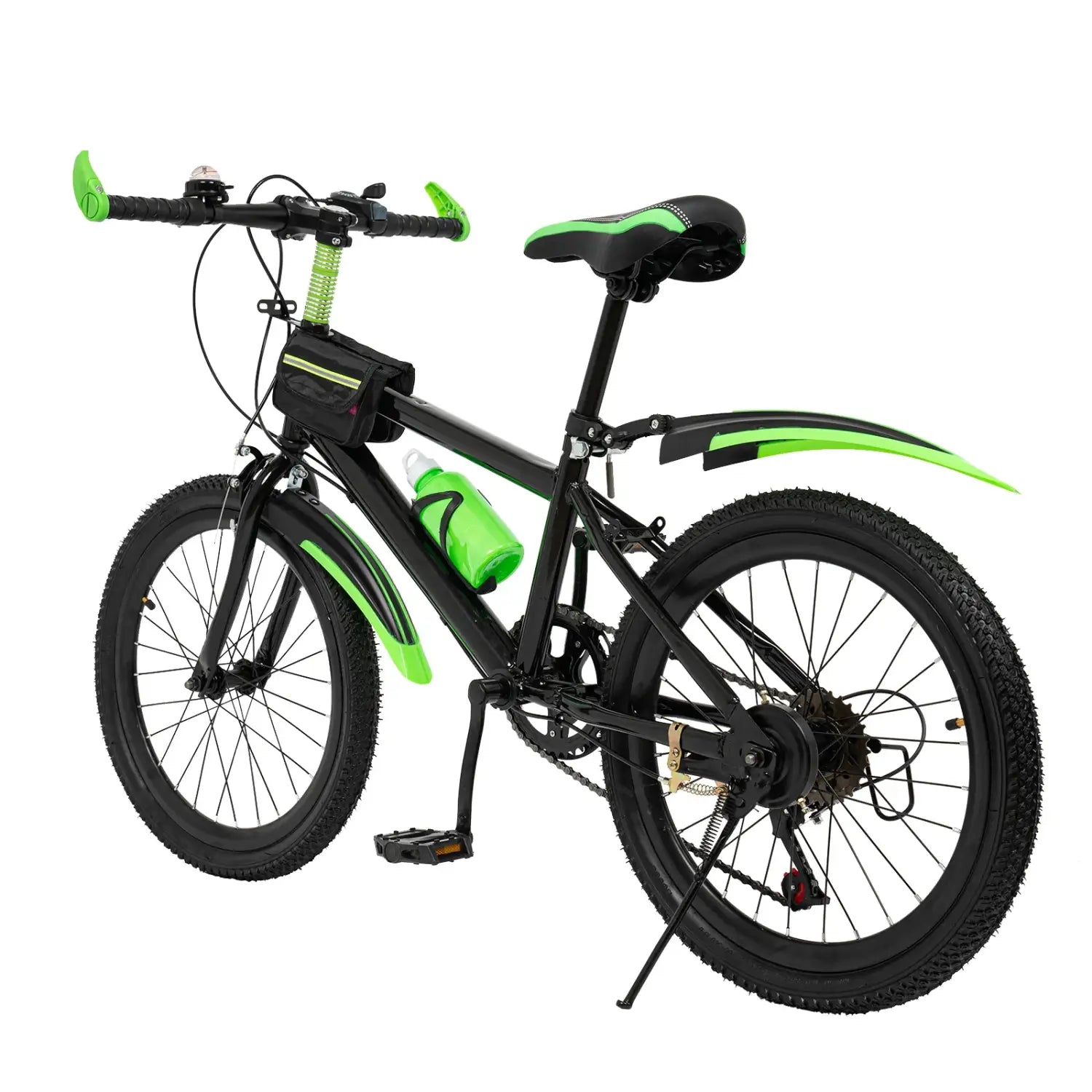 Bicicleta de montanha de 20 polegadas com 7 velocidades, assento ajustável, bicicleta infantil com guarda-lamas, suporte para chaleira, chaleira para meninos e meninas dos 8 aos 13 anos