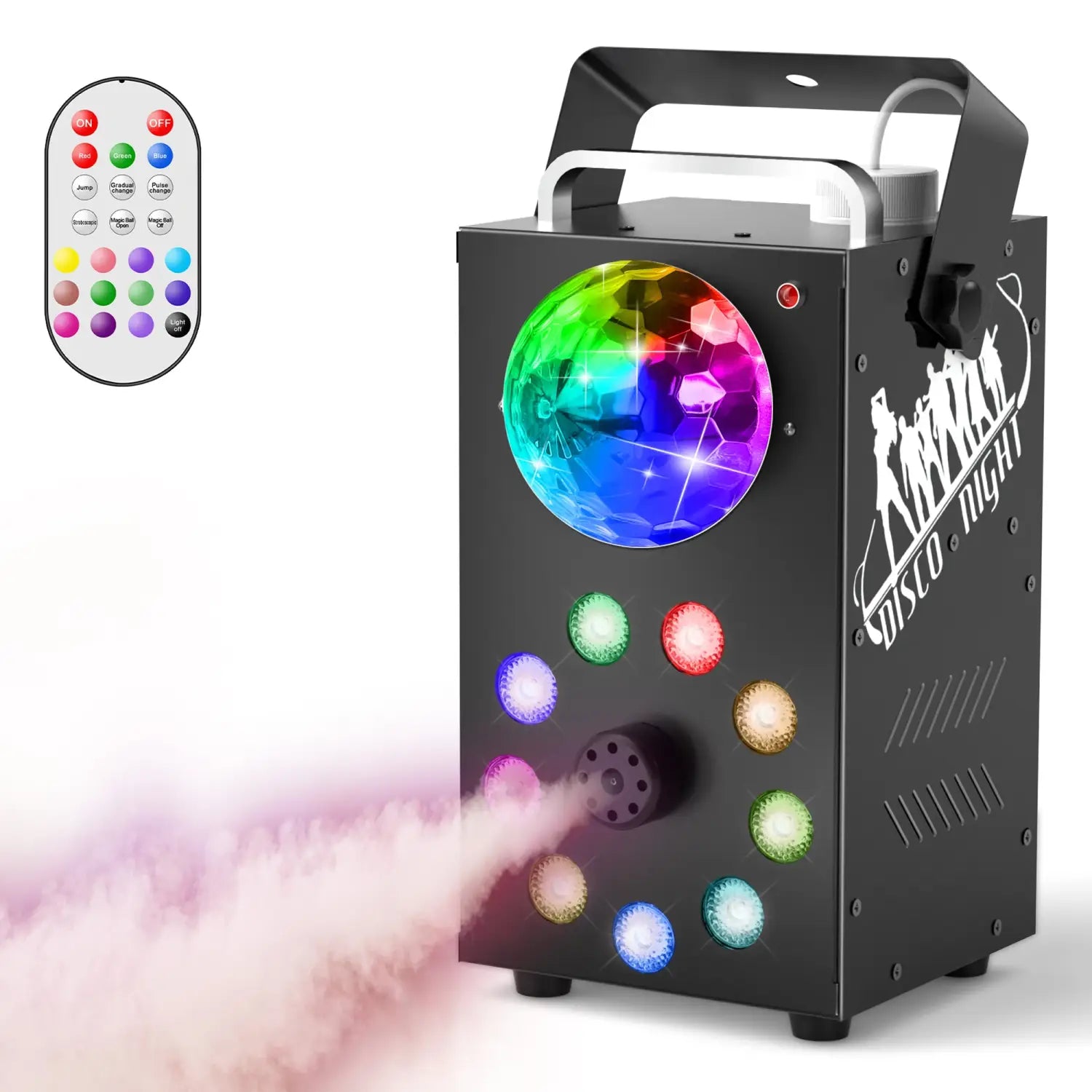 Máquina de fumo e nevoeiro Datewink 700W, 9 LEDs RGB, luzes de palco, efeito, controlo remoto, ejetor de nevoeiro para discoteca, DJ, festa de Natal, casamento