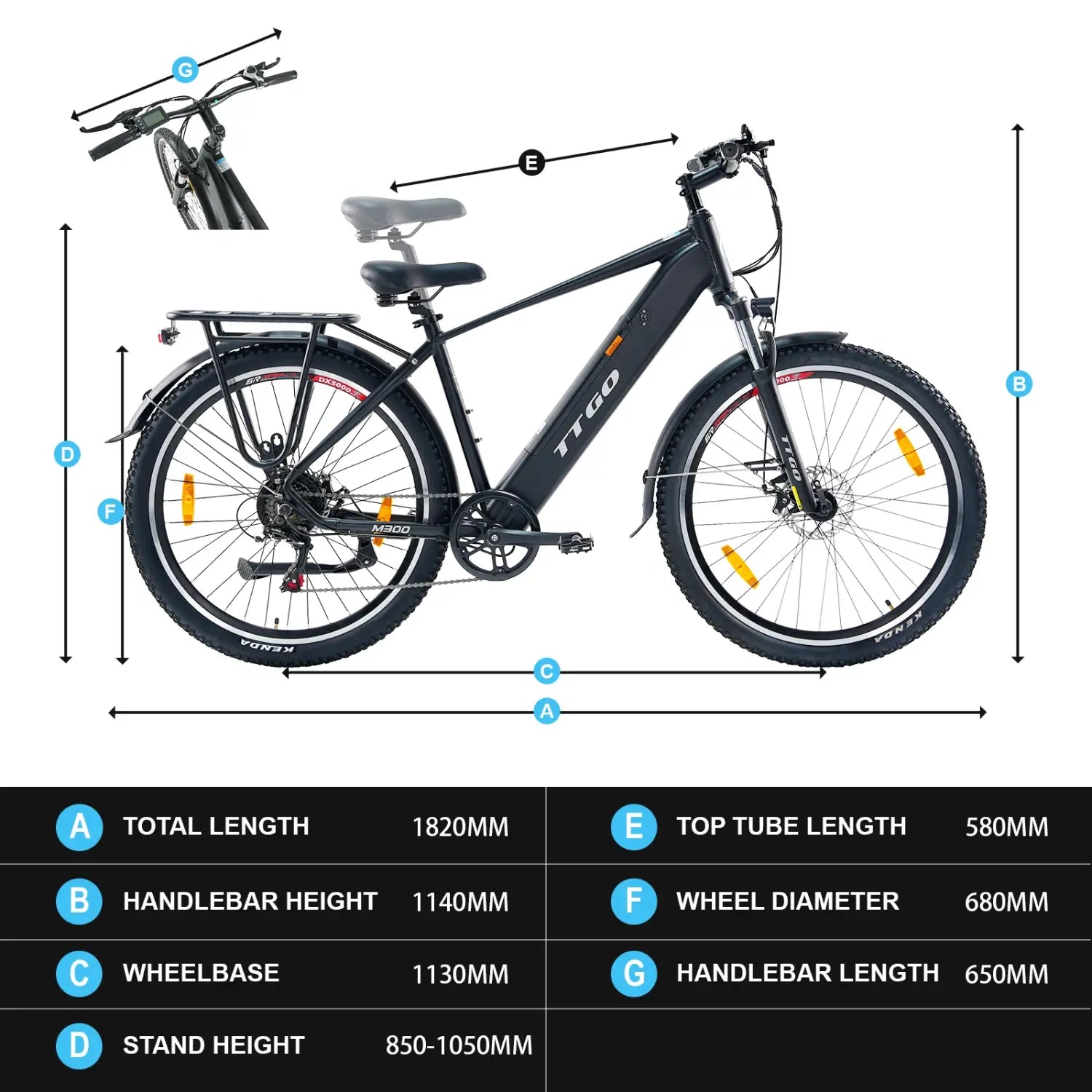 Bicicleta elétrica TTGO M300, pneu de 27,5 polegadas, bicicleta de montanha elétrica, 36V, 20AH, bateria removível, sensor de binário, suspensão, forqueta EBIKE
