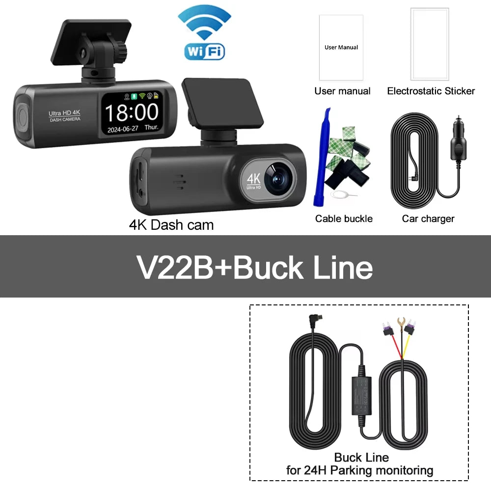 Câmara Auto UHD 4K com WiFi e câmara traseira 1080p opcional