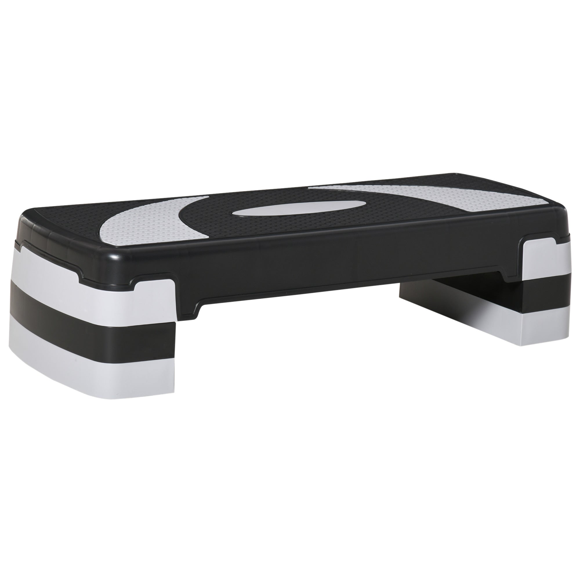 Step para Exercício Aeróbico Plataforma Step com Altura Ajustável em 3 Níveis com Carga Máxima 150kg para Exercício em Academia Casa 80x31x10-20cm Preto e Branco