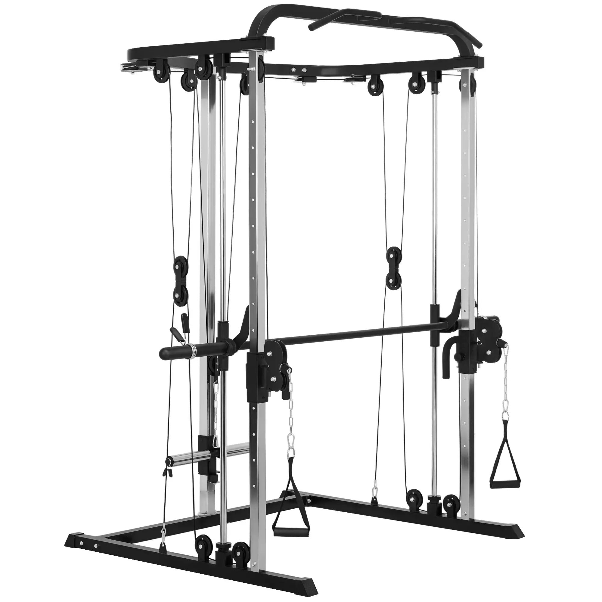 Máquina Multi Estação de Musculação Máquina de Musculação com Suporte para Agachamentos e Barra para Pesos 210x132x225 cm Preto