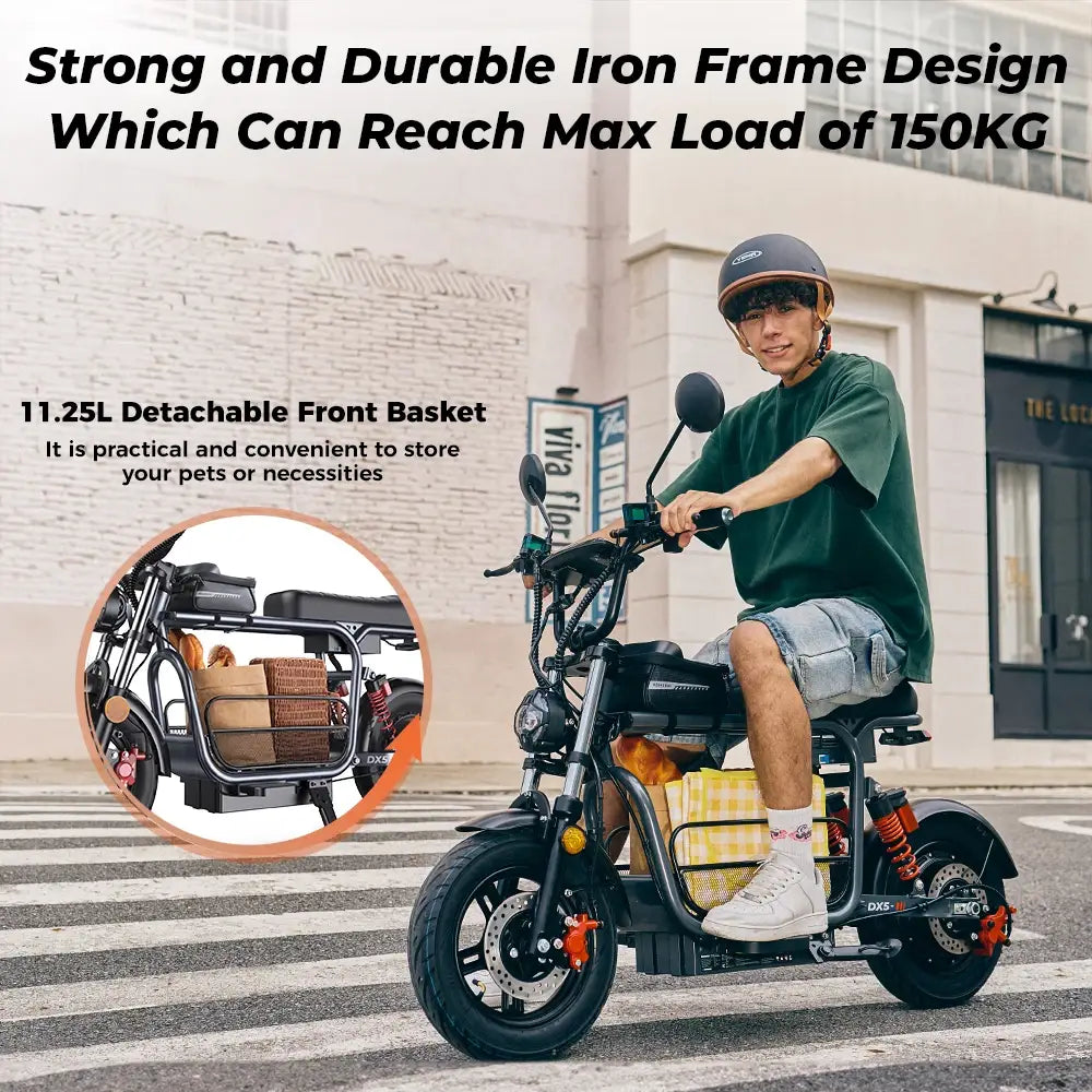 Iscooter DX5 Scooter Elétrica para Adultos 1500W 48V 15.6Ah Bateria E Scooter Pneus Insufláveis de 15 Polegadas Scooter Elétrica Urbana