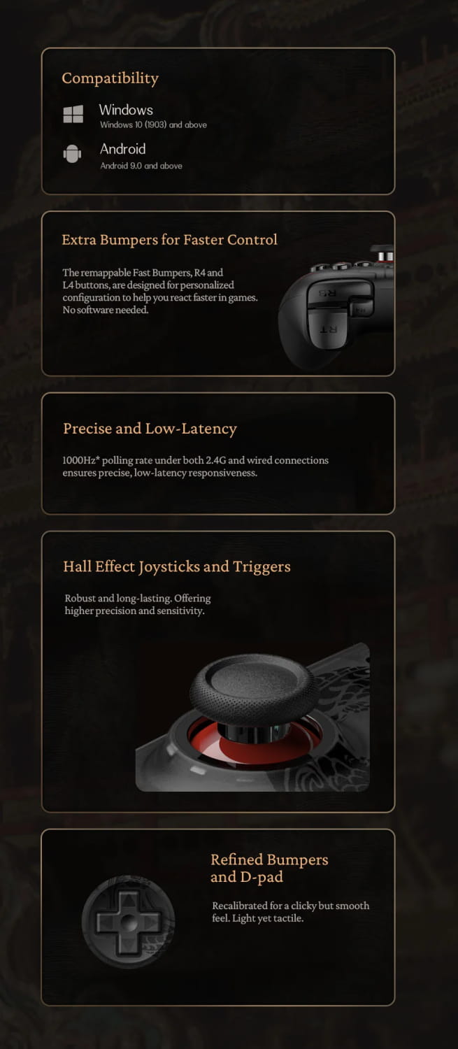 Comando de jogo sem fios com fios 8BitDo-Ultimate 2C para PC, Windows 10, 11, SteamDeck, Raspberry Pi, Android - Black Myth: Wukong