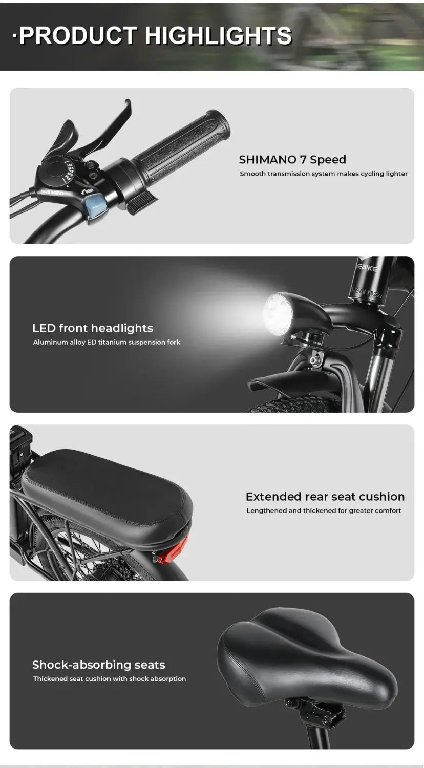 Bicicleta elétrica dobrável CY20, motor 350W, bateria de lítio removível, bicicleta elétrica para adultos, 7 velocidades, pneu de 20 polegadas, bicicleta elétrica para neveEnviar feedbac