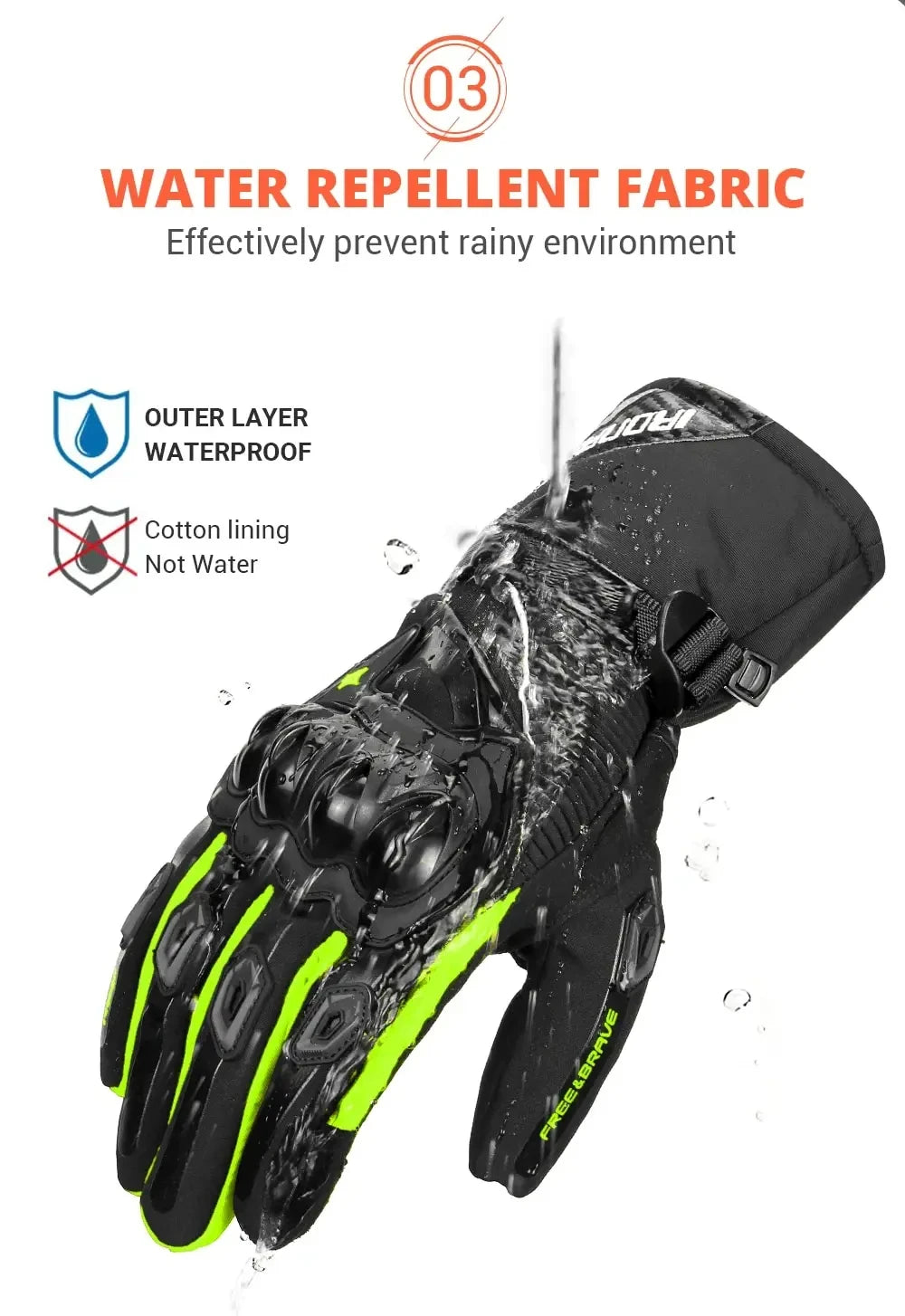 Luvas de moto impermeáveis e à prova de vento, luvas de dedo inteiro para motociclismo, ecrã táctil, luvas de motocross para o inverno