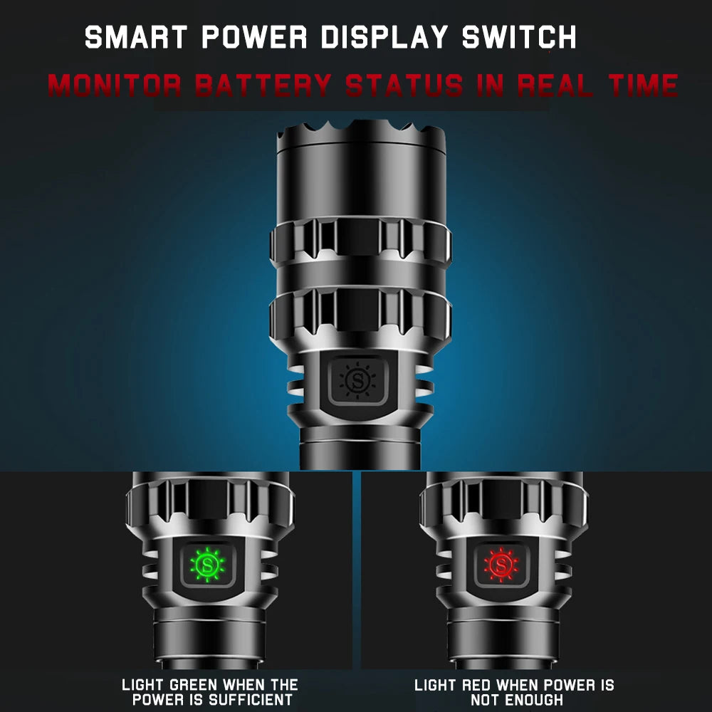 Lanterna tática de caça LED recarregável por USB à prova de água, conjunto profissional de luzes noturnas para tiro