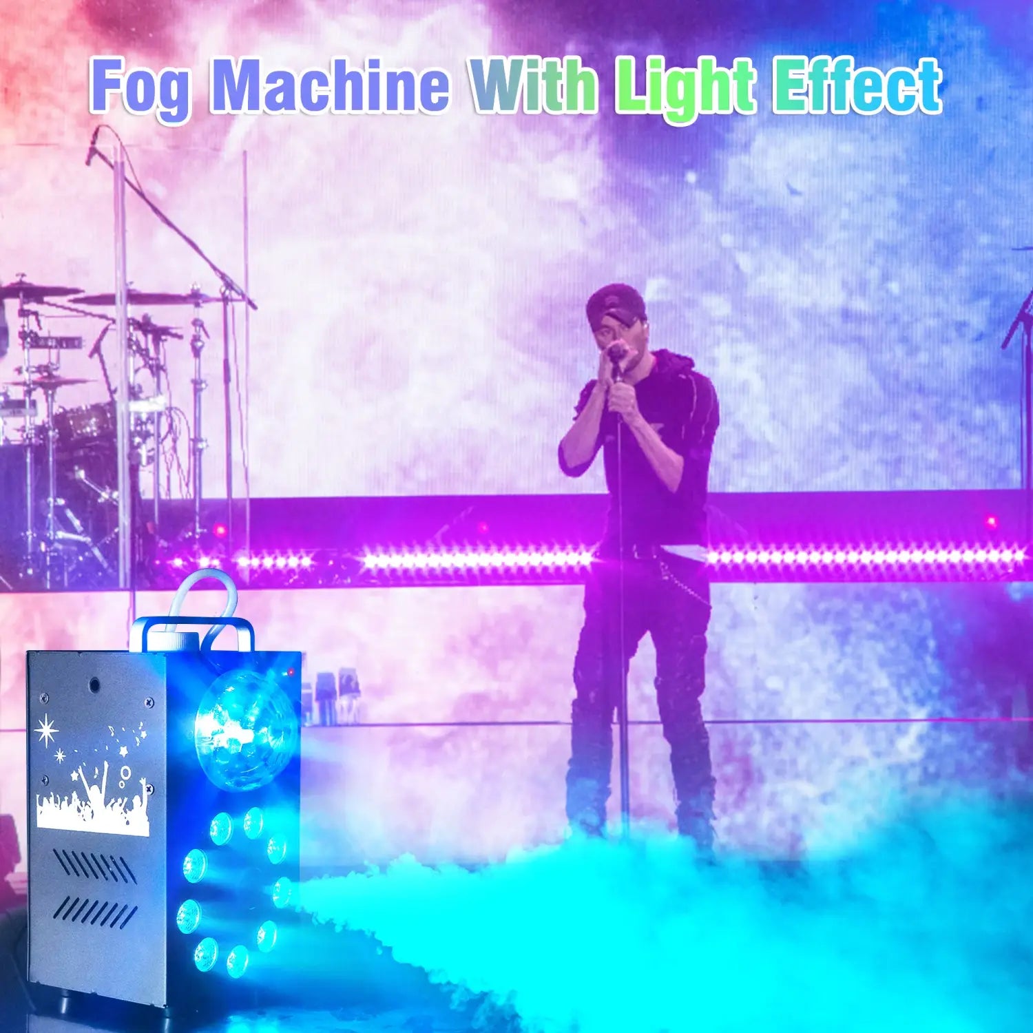 Máquina de fumo e nevoeiro Datewink 700W, 9 LEDs RGB, luzes de palco, efeito, controlo remoto, ejetor de nevoeiro para discoteca, DJ, festa de Natal, casamento