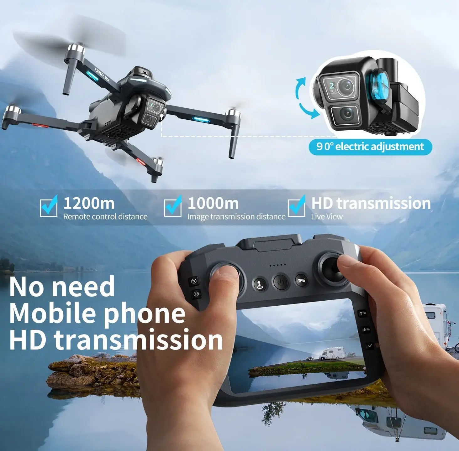 Xiaomi XT606 MAX GPS Drone 4K Profissional 8K HD Câmara FPV Ecrã de Desejos Drone 360° Evitação de Obstáculos Quadcopter Brinquedos Dron