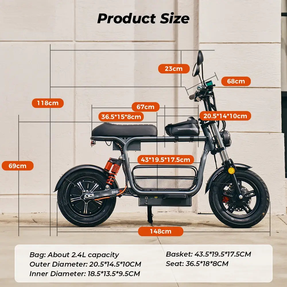 Iscooter DX5 Scooter Elétrica para Adultos 1500W 48V 15.6Ah Bateria E Scooter Pneus Insufláveis de 15 Polegadas Scooter Elétrica Urbana