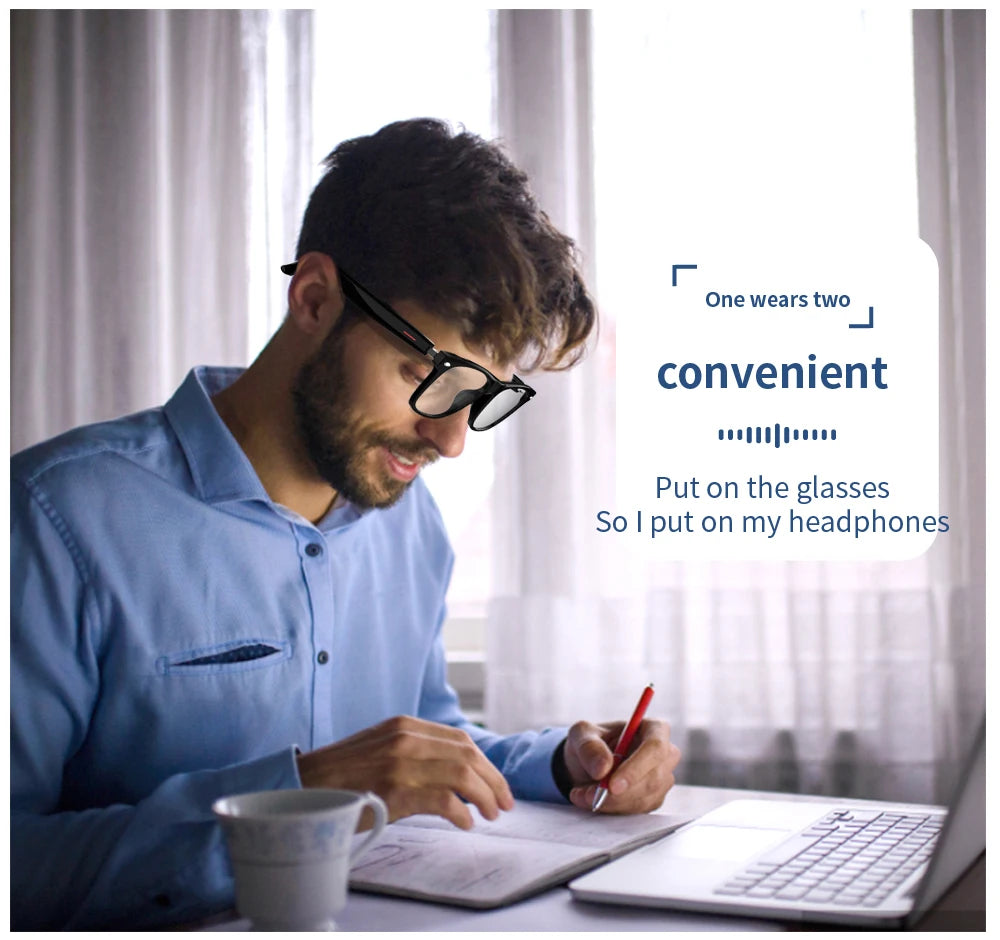 Óculos inteligentes SENBONO E13: lentes polarizadas com filtro de luz azul, áudio, microfone e colunas integrados, assistente de toque e voz