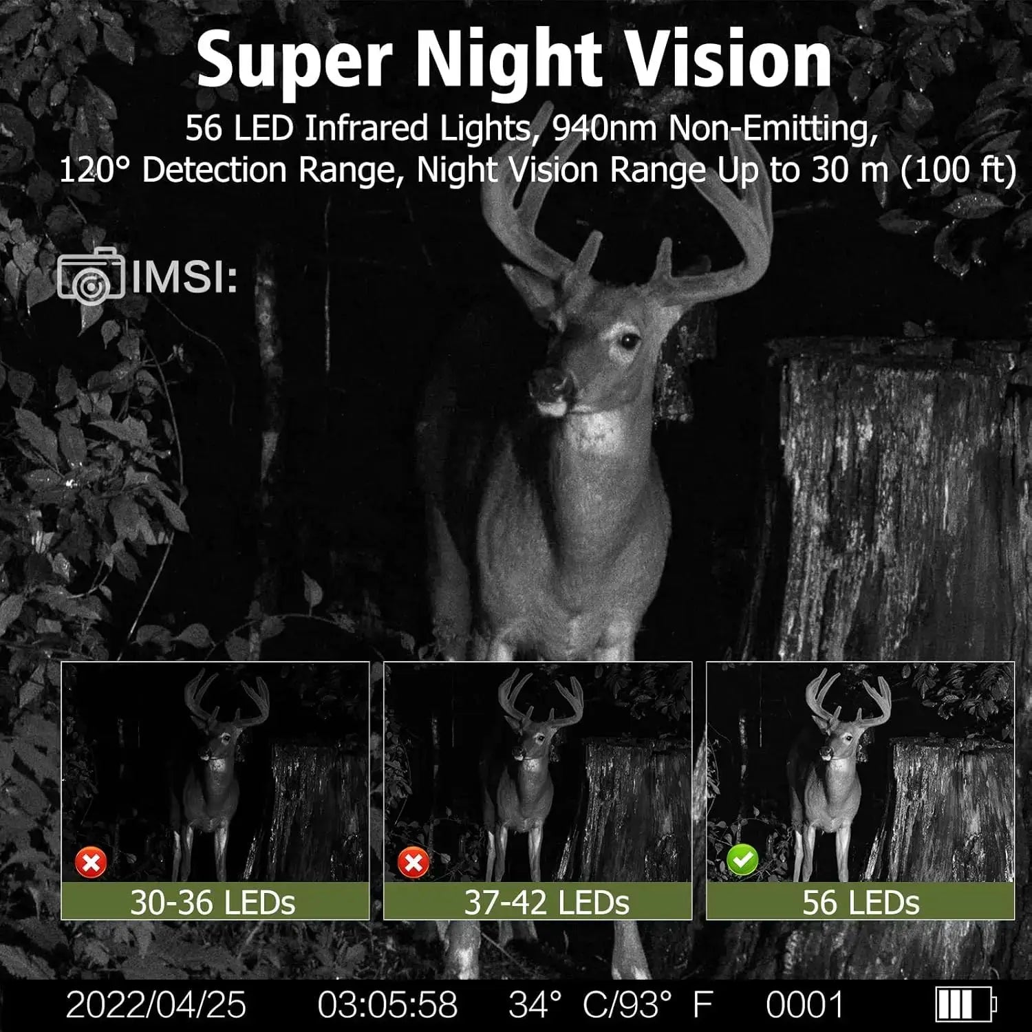 Câmara de caça com painel solar 30MP 2K, visão noturna infravermelha, monitorização de vida selvagem, armadilha para trilhos, câmara de vídeo, gravador de fotografias