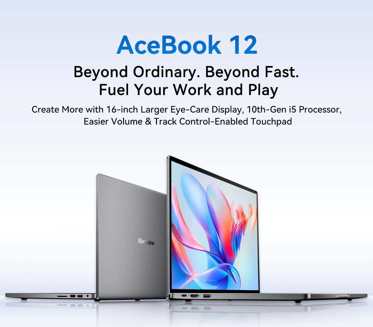 Portátil Blackview AceBook 12 Win 11 16'' FHD IPS, Portátil Intel I5-1030NG7, 16 GB de RAM, SSD de 512 GB, Botão de alimentação com impressão digital 2 em 1