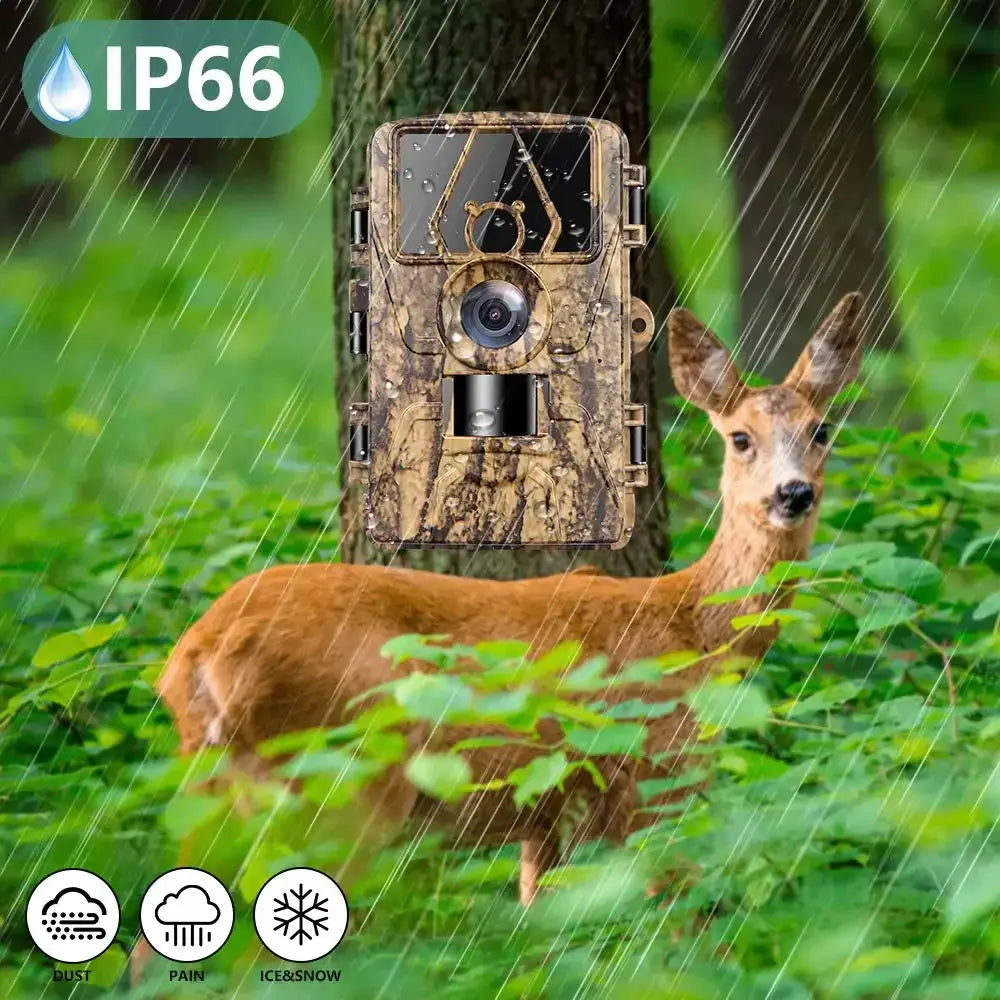 Câmara de rasto à prova de água 8K WiFi PR801W 60MP com suporte para visualização de aplicação para caça de animais ao ar livre, visão noturna e monitorização de quintas