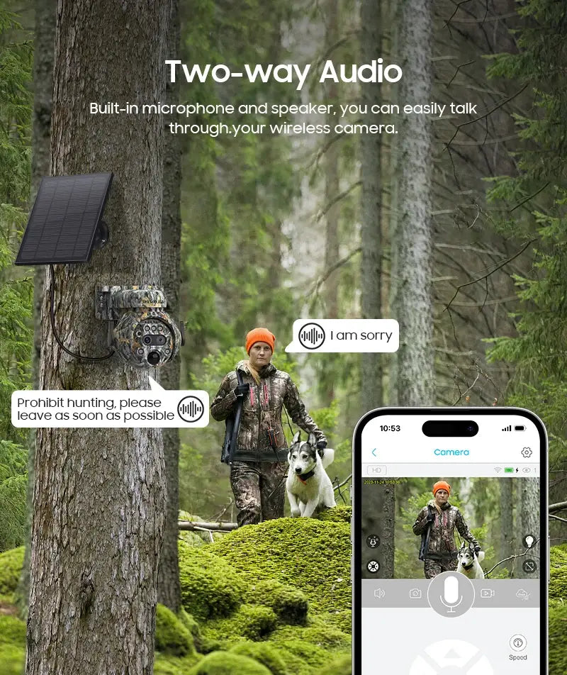 Câmara solar SHIWOJIA 12X ZOOM 4K 8MP, lente dupla 4G, visão 360°, camuflagem, câmara de caça ao ar livre a cores, bateria de 7800mAh, aplicação Ubox