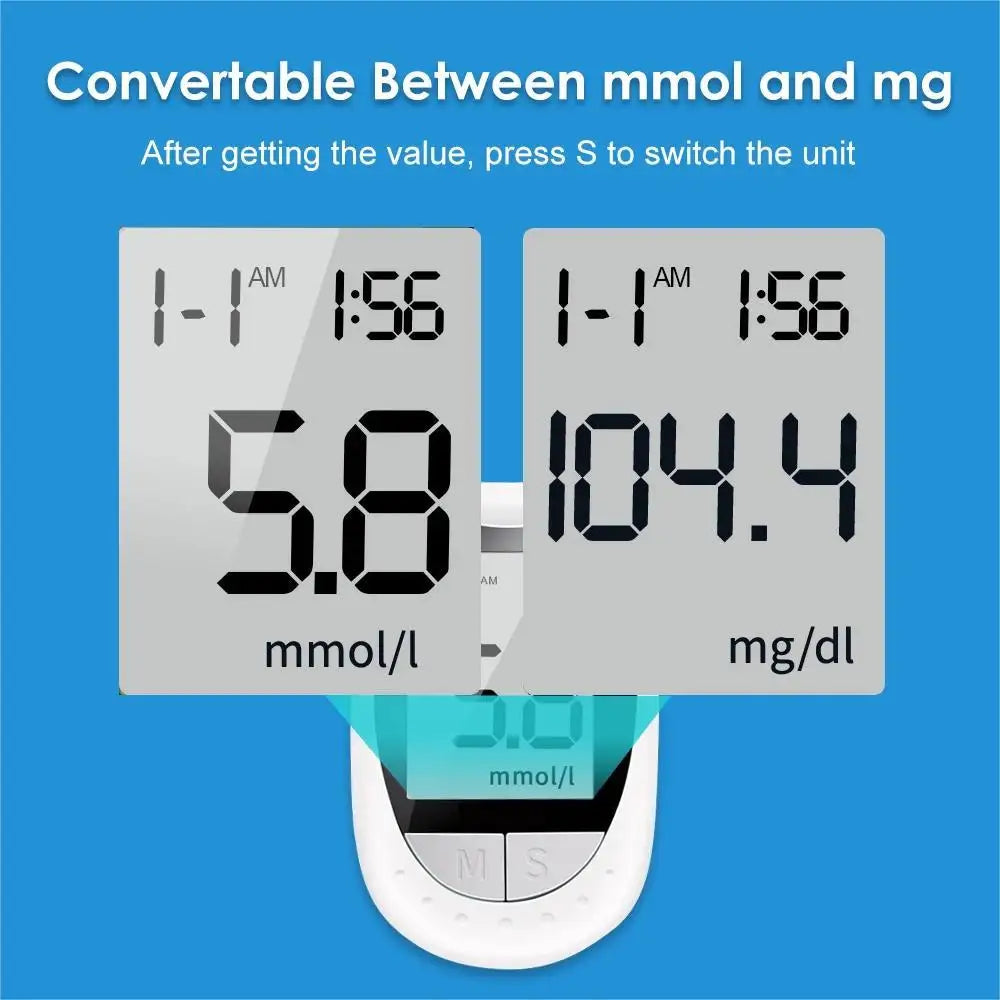 AJC Medidor de Glicose no Sangue Kit de Glicosímetro Teste de Diabetes 50/100 Tiras com Lancetas Açúcar no Sangue Médico Mg/mmol Freestyle Libre