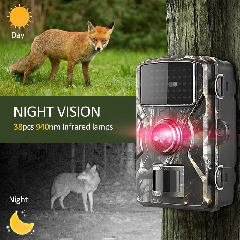 Câmara de caça com visão noturna infravermelha selvagem, câmara de rasto de movimento ao ar livre, seguimento ativado, armadilha fotográfica, câmara de vigilância selvagem