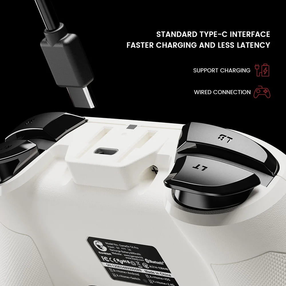 Comando de jogos Bluetooth GameSir T4 Pro versão branca 2.4G sem fios para Nintendo Switch PC Mobile Jogos na nuvem