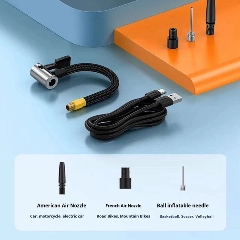 Compressor de ar portátil LEIBOO para pneus de automóvel, bomba de ar rápida, insuflador de pneus, bomba de ar de pressão precisa para moto, bicicleta, bola