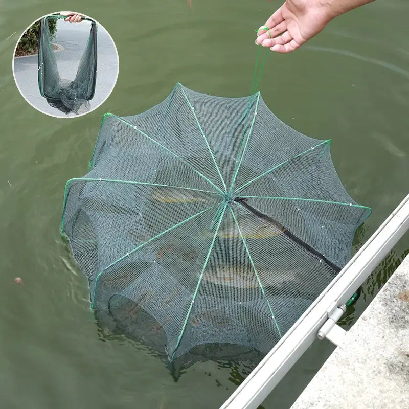 Rede de pesca dobrável de 6 e 8 furos, armadilha automática para caranguejos, apanhador de lagostins, rede de pesca de fundição, jaula para camarão, acessórios de pesca